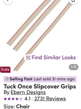 Ebern Designs Slipcover Grips in Cream with Red Edge